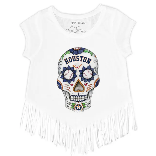 Girls Toddler Tiny Turnip Navy Houston Astros Baseball Tear Fringe T-Shirt Size:3T