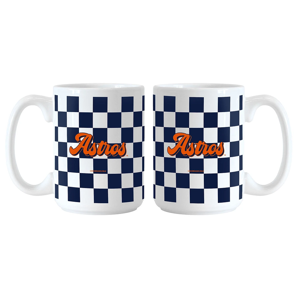 Lot de 2 tasses à motif de damier de 15 oz des Astros de Houston