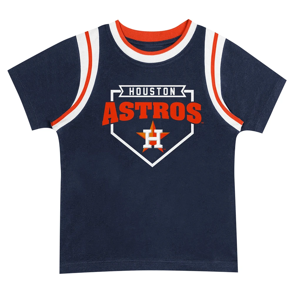 Ensemble t-shirt et short chargés pour bébés Fanatics bleu marine/gris Houston Astros Bases