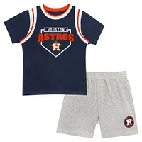 Ensemble t-shirt et short chargés pour bébés Fanatics bleu marine/gris Houston Astros Bases