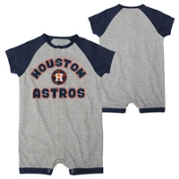 Infant  Heather Gray Houston Astros Extra Base Hit Raglan Full-Snap Romper