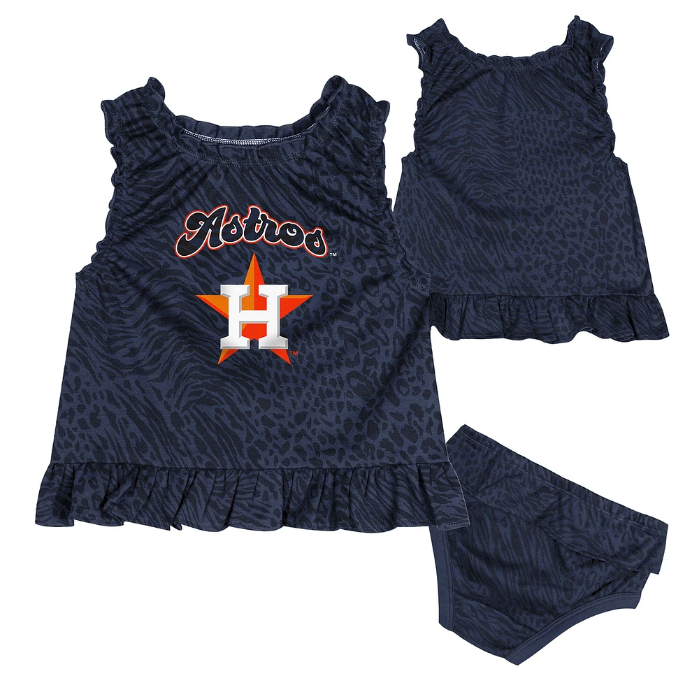 Ensemble robe et bloomer de jeu pour bébé bleu marine des Houston Astros