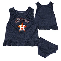 Ensemble robe et bloomer de jeu pour bébé bleu marine des Houston Astros