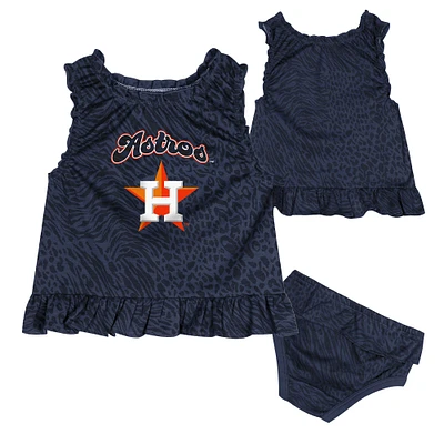 Ensemble robe et bloomer de jeu pour bébé bleu marine des Houston Astros
