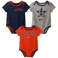 Ensemble de trois bodys Nike Houston Astros Authentic Collection pour bébé