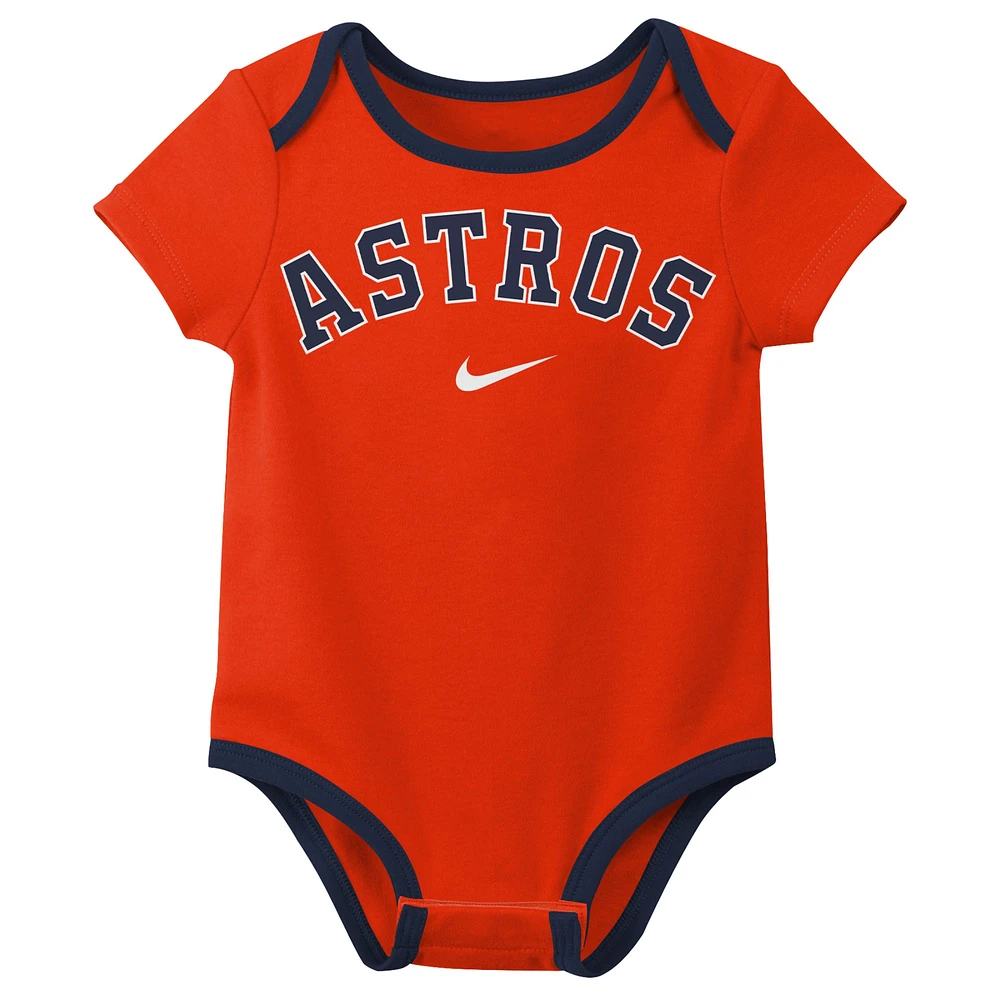 Ensemble de trois bodys Nike Houston Astros Authentic Collection pour bébé