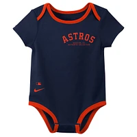 Ensemble de trois bodys Nike Houston Astros Authentic Collection pour bébé