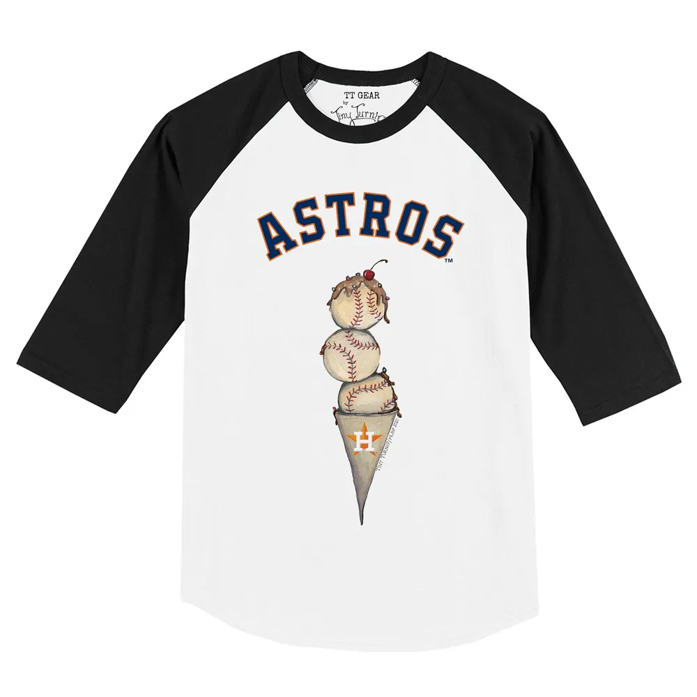 Lids Houston Astros Tiny Turnip Youth Triple Scoop Raglan 3/4 Sleeve T-Shirt  - White/Black