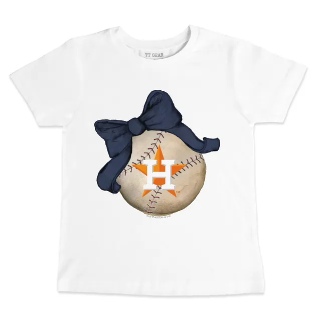 Houston Astros Tiny Turnip Toddler Diamond Cross Bats 3/4-Sleeve Raglan T- Shirt - White/Navy