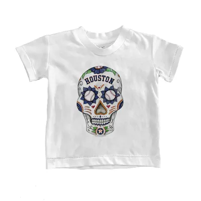 Infant Tiny Turnip White/Black Chicago Cubs Sugar Skull Raglan 3/4 Sleeve T-Shirt