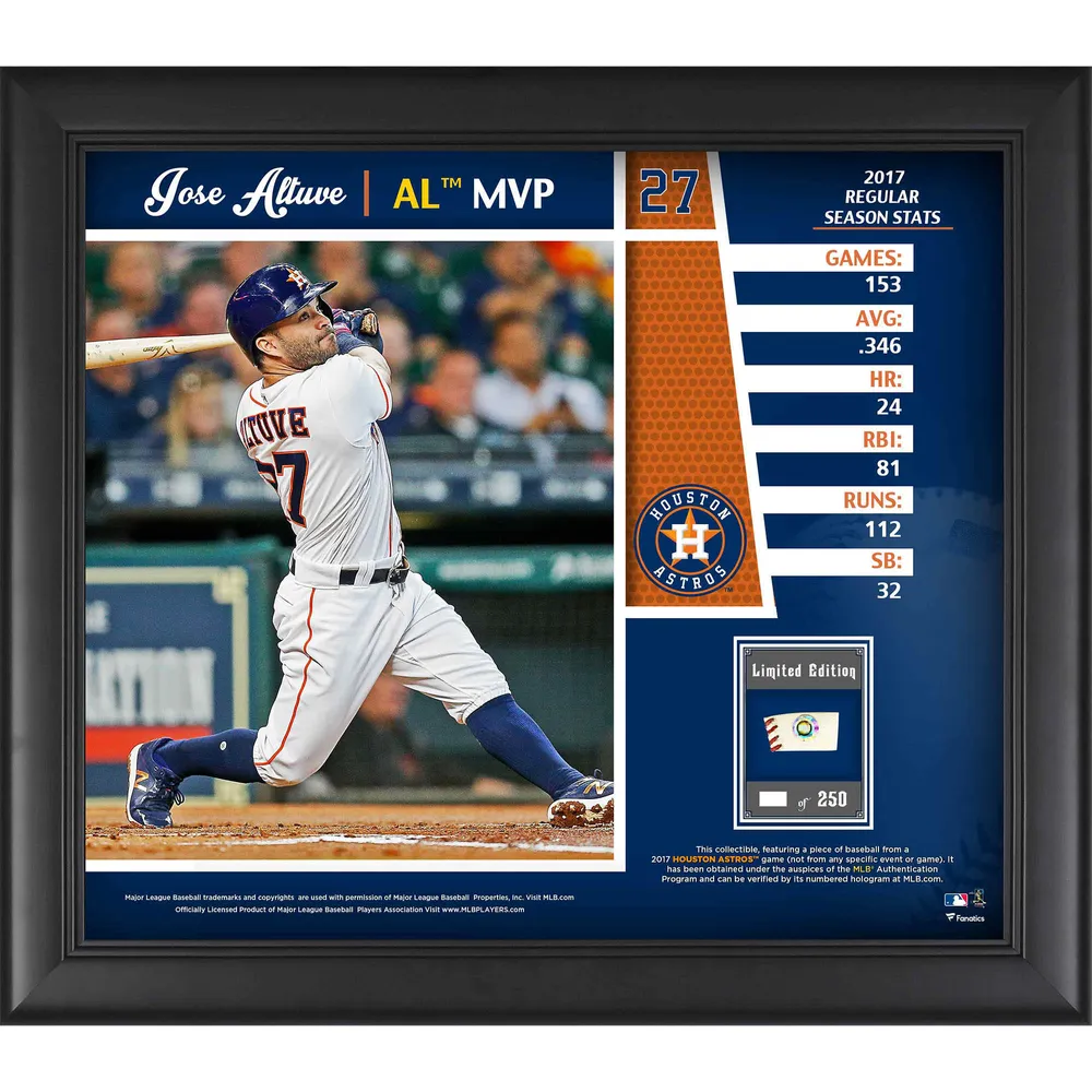 Lids Jose Altuve Houston Astros Fanatics Authentic Framed 15 x 17 2017 AL  MVP Collage with a Piece of 2017 Game-Used Baseball