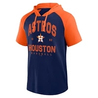 Men's Fanatics  Navy Houston Astros Prime Raglan Short Sleeve Hoodie T-Shirt