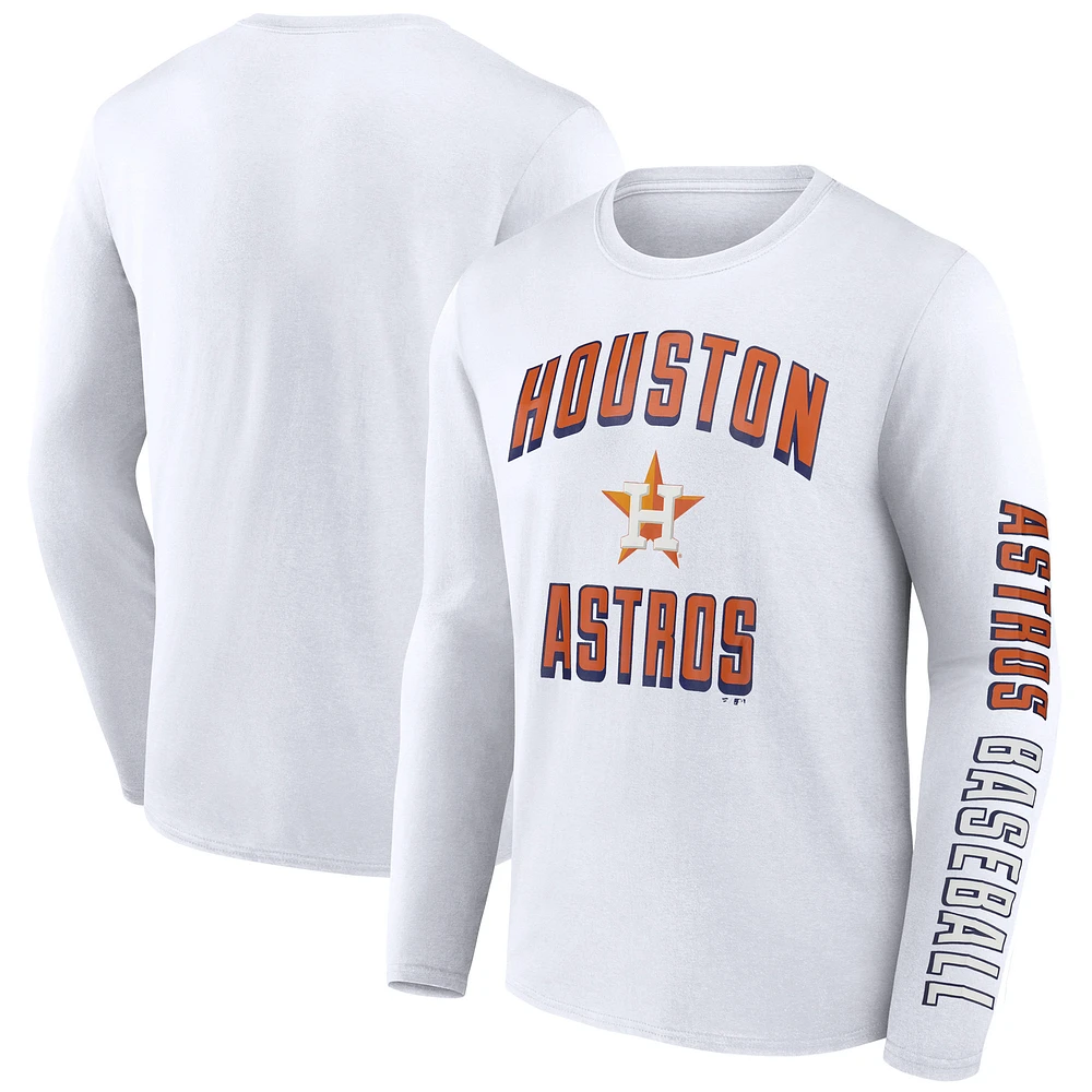 T-shirt à manches longues Fanatics pour hommes, blanc, Houston Astros