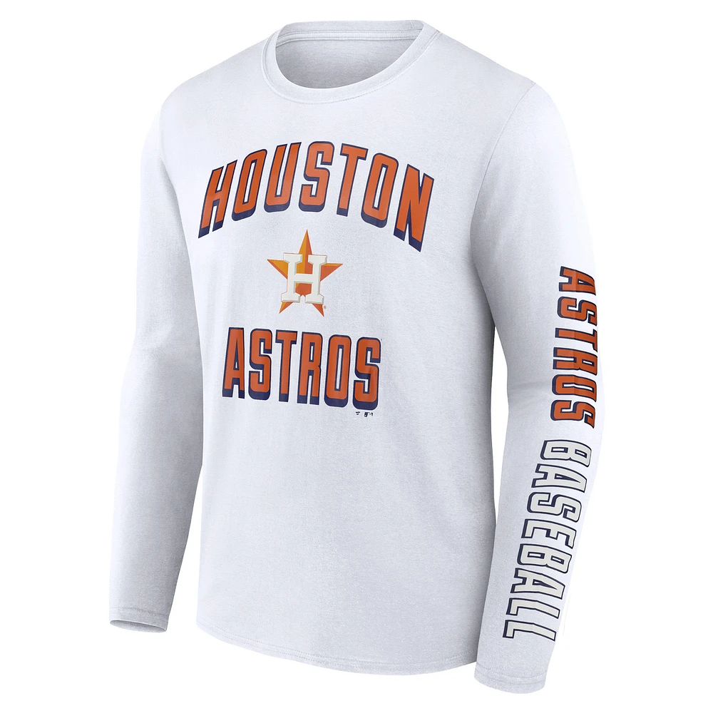 T-shirt à manches longues Fanatics pour hommes, blanc, Houston Astros