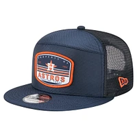 Men's New Era  Navy Houston Astros Split Panel 9FIFTY Trucker Snapback