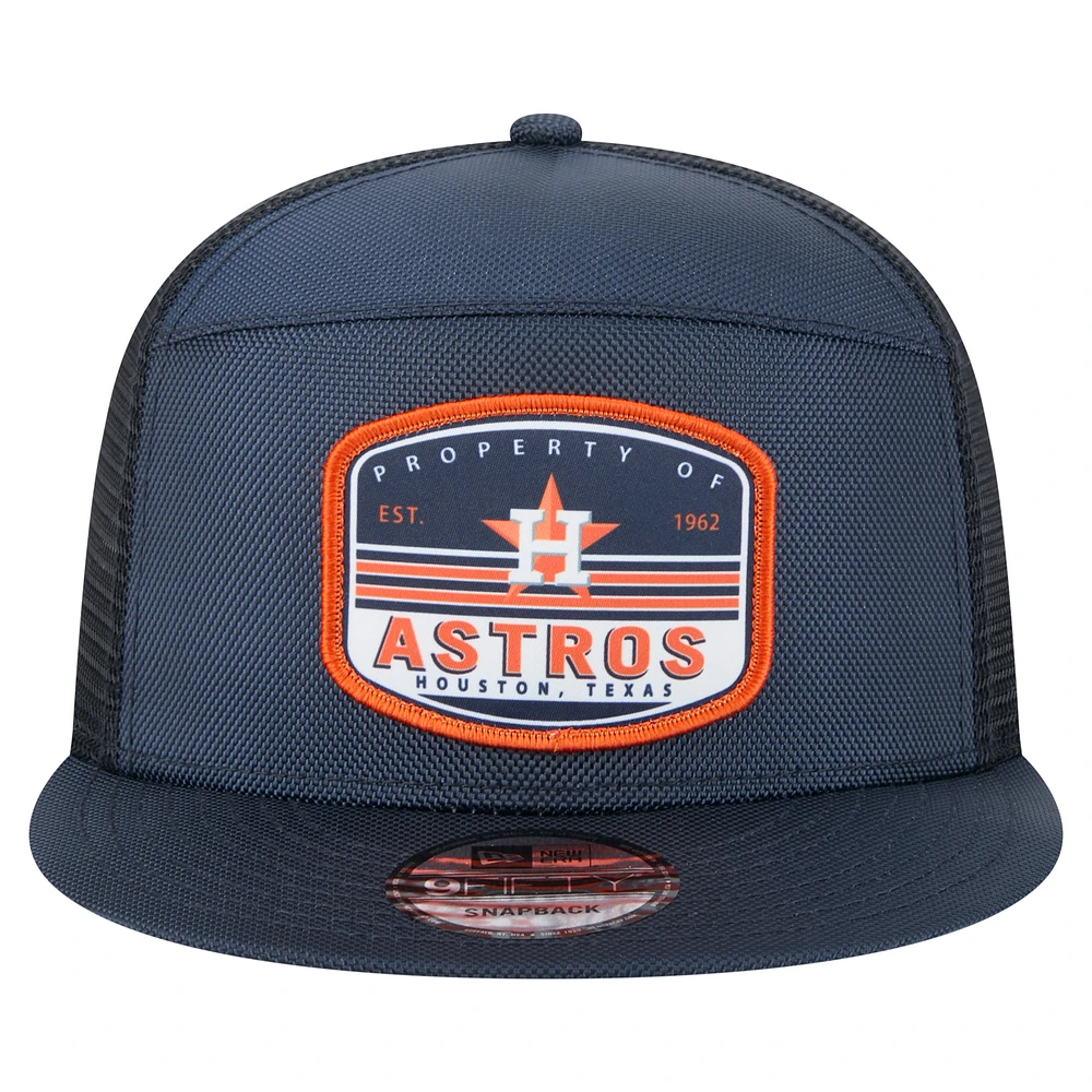 Men's New Era  Navy Houston Astros Split Panel 9FIFTY Trucker Snapback