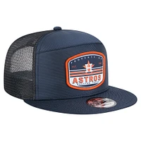 Men's New Era  Navy Houston Astros Split Panel 9FIFTY Trucker Snapback