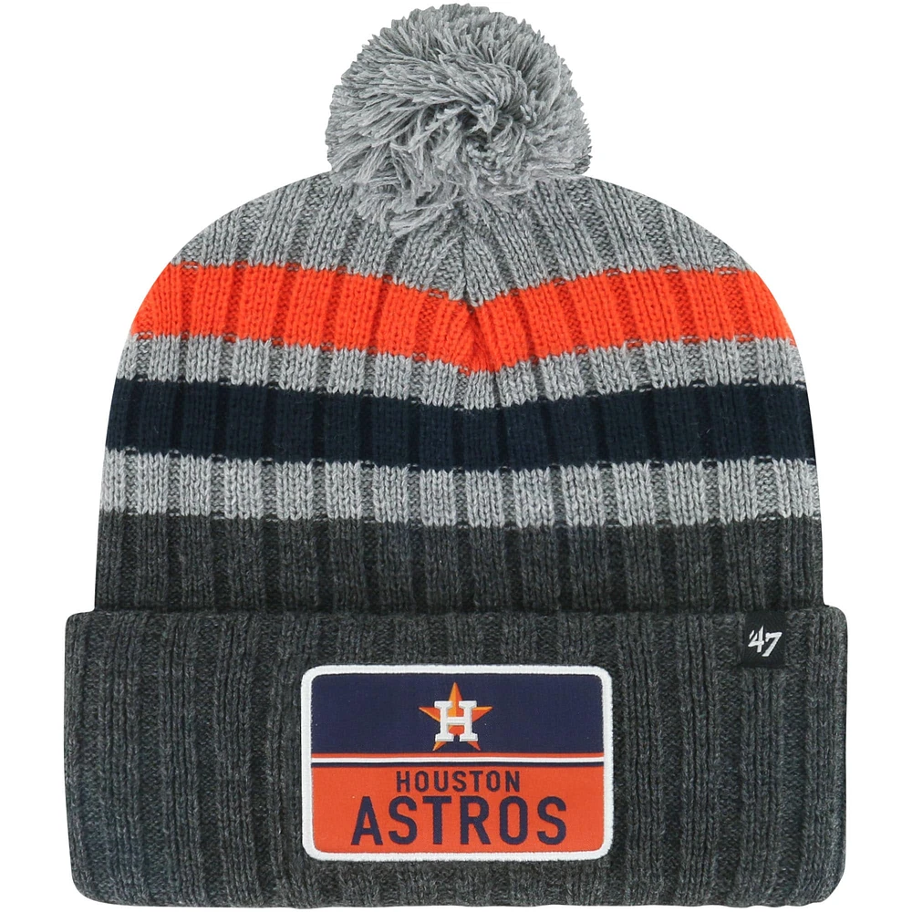 Bonnet en tricot à revers pile '47 Houston Astros gris pour hommes avec pompon