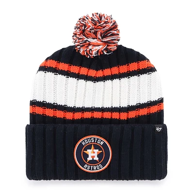 Bonnet en tricot à revers avec pompon pour homme, bleu marine, Houston Astros, 1947