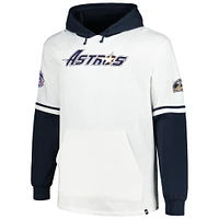 Men's '47 White/Navy Houston Astros Big & Tall Trifecta Shortstop Pullover Hoodie