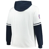 Men's '47 White/Navy Houston Astros Big & Tall Trifecta Shortstop Pullover Hoodie