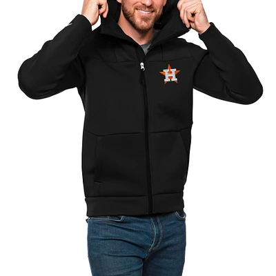 Sweat à capuche entièrement zippé Antigua Black Houston Astros Protect pour homme
