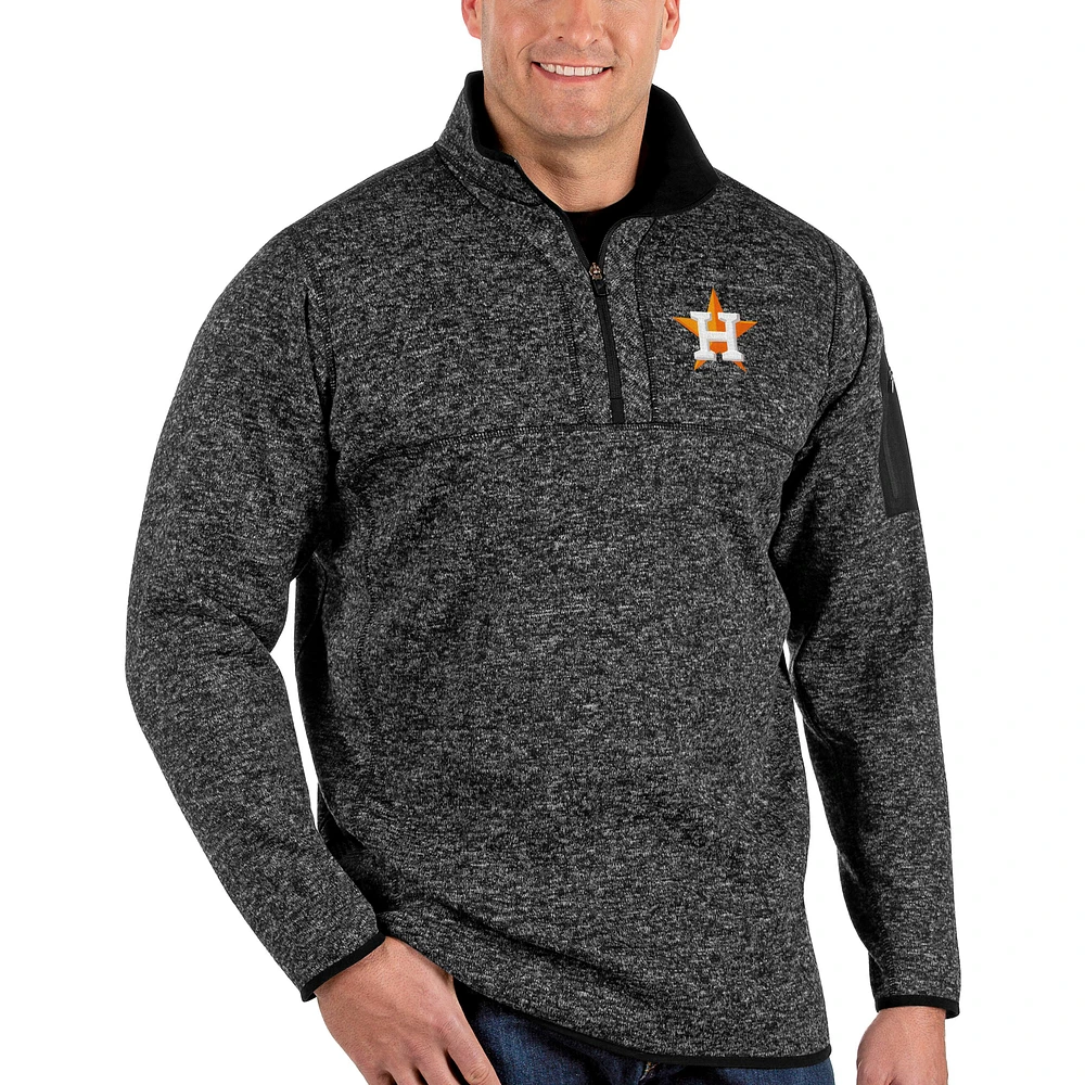 Veste à enfiler glissière quart de tour Fortune Big & Tall pour homme Antigua Heather Black Houston Astros