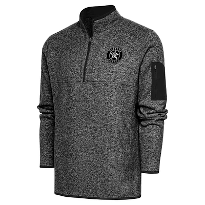 Veste zippée quart de tour métallique Antigua Heather Black Houston Astros pour homme