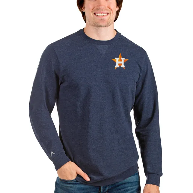 Denver Broncos Antigua Reward Crewneck Pullover Sweatshirt - Heathered Black