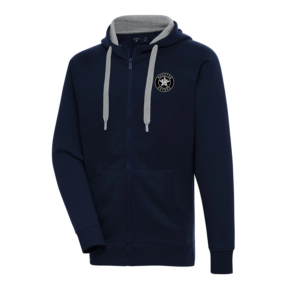 Sweat à capuche entièrement zippé métallique Houston Astros Antigua Navy pour homme