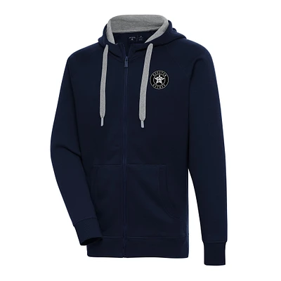 Sweat à capuche entièrement zippé métallique Houston Astros Antigua Navy pour homme