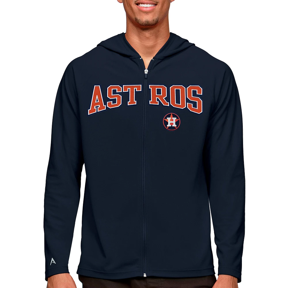 Sweat à capuche entièrement zippé Houston Astros Wordmark Legacy pour homme, bleu marine, Antigua