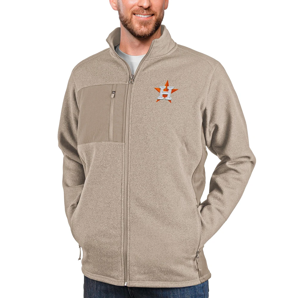 Veste zippée intégrale pour homme Antigua Oatmeal Houston Astros Course
