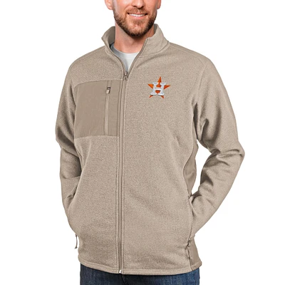 Veste zippée intégrale pour homme Antigua Oatmeal Houston Astros Course
