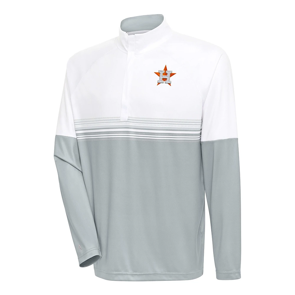 Pull-over zippé quart de tour Bender pour homme, blanc/gris, des Astros Houston, Antigua
