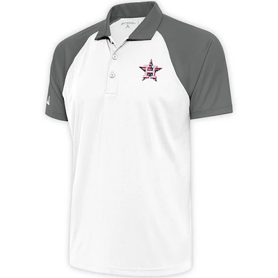Polo Patriotic Nova pour homme Antigua blanc/acier des Houston Astros