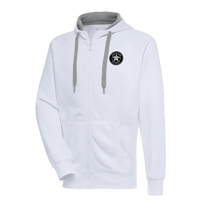 Sweat à capuche entièrement zippé métallique Houston Astros Antigua White pour homme