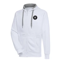 Sweat à capuche entièrement zippé métallique Houston Astros Antigua White pour homme