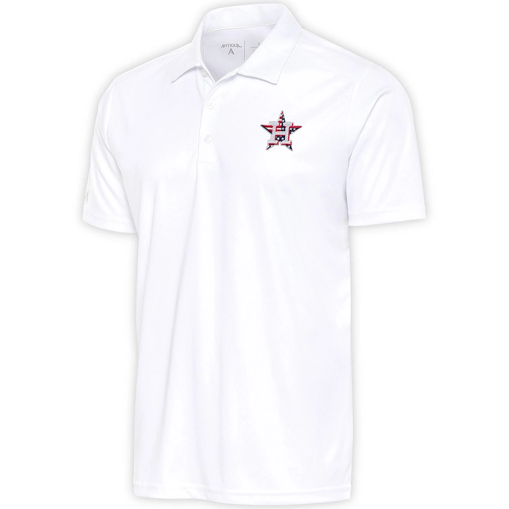 Men's Antigua White Houston Astros Patriotic Apex Polo