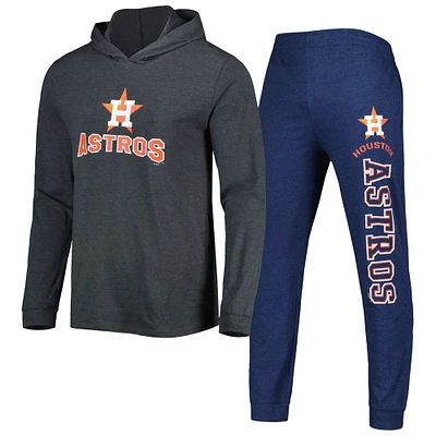 Ensemble à capuche et pantalon de jogging Houston Astros Meter Concepts Sport Heather Navy/Heather Charcoal pour homme