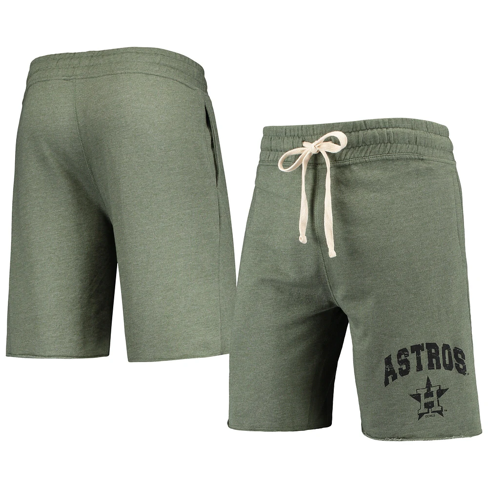 Men's Concepts Sport Heathered Olive Houston Astros Mainstream Tri-Blend Shorts