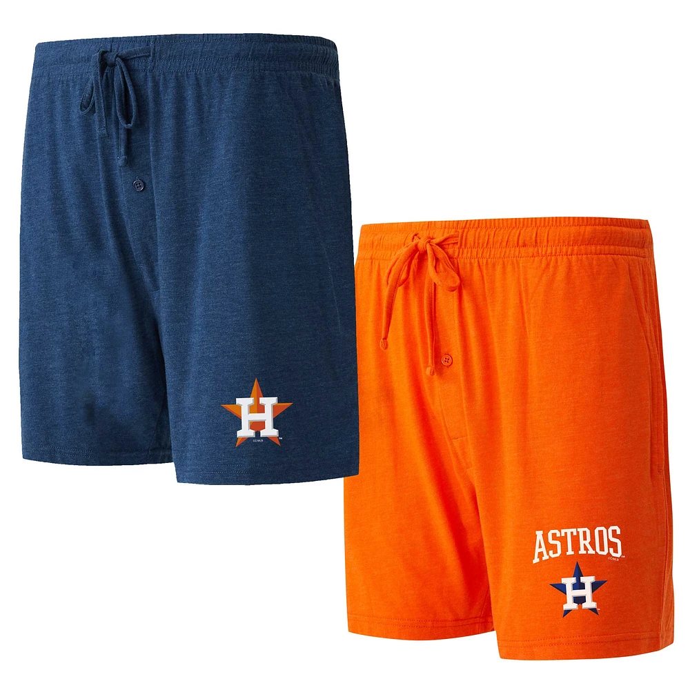 Pack de deux shorts nuit Concepts Sport bleu marine/orange Houston Astros pour hommes