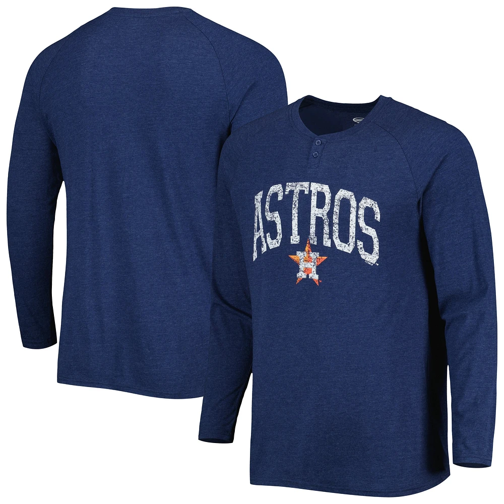 Concepts Sport - T-shirt Henley à manches longues et raglan Houston Astros Inertia pour homme, bleu marine