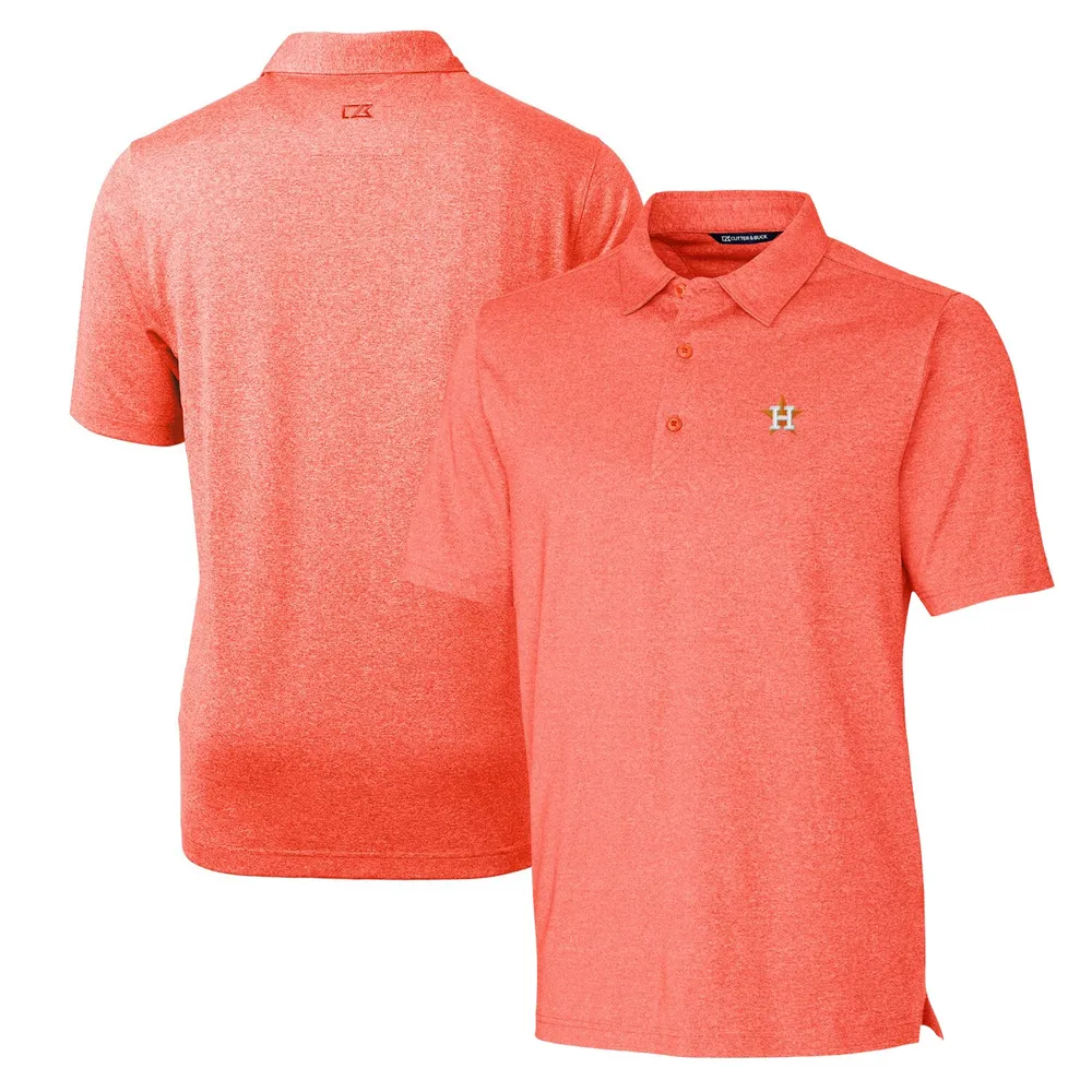 Men's Cutter & Buck Heathered Orange Houston Astros Forge Stretch Polo