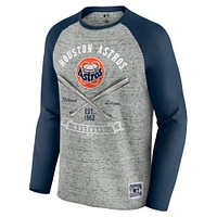 Men's Darius Rucker Collection by Fanatics  Heather Gray Houston Astros Raw Edge Raglan Long Sleeve Baseball T-Shirt