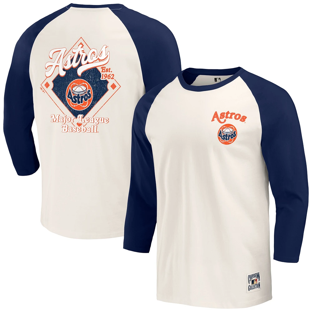 Collection Darius Rucker pour hommes par Fanatics Bleu marine/blanc Houston Astros Cooperstown T-shirt raglan à manches 3/4