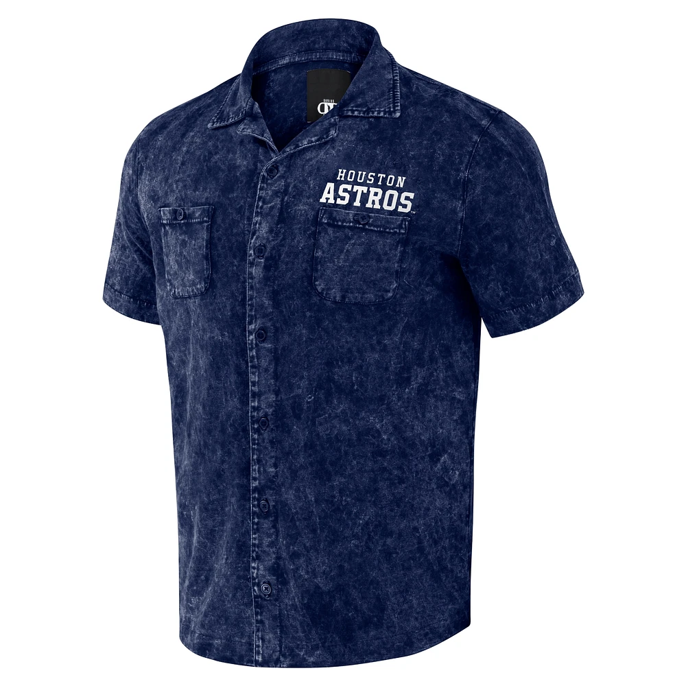 Chemise boutonnée couleur marine en denim des Houston Astros de la collection Darius Rucker pour hommes par Fanatics