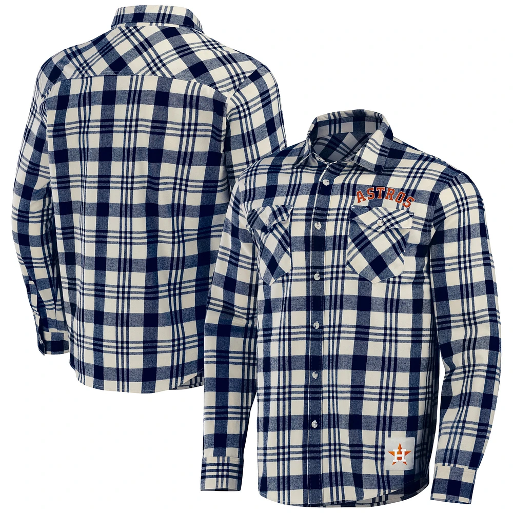 Men's Darius Rucker Collection by Fanatics Navy Houston Astros Plaid Flannel Button-Up Shirt