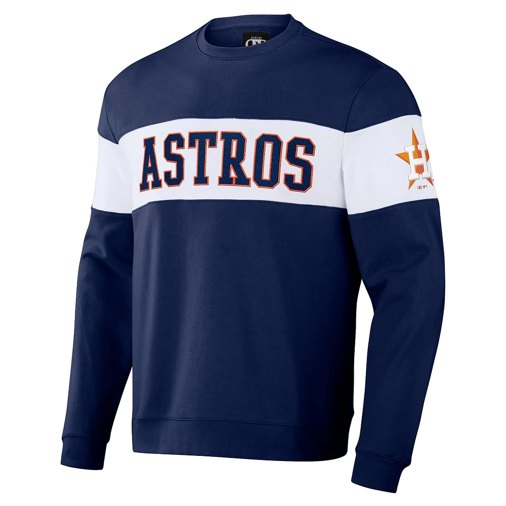 Men's Darius Rucker Collection by Fanatics Navy Houston Astros Stripe Pullover Sweatshirt