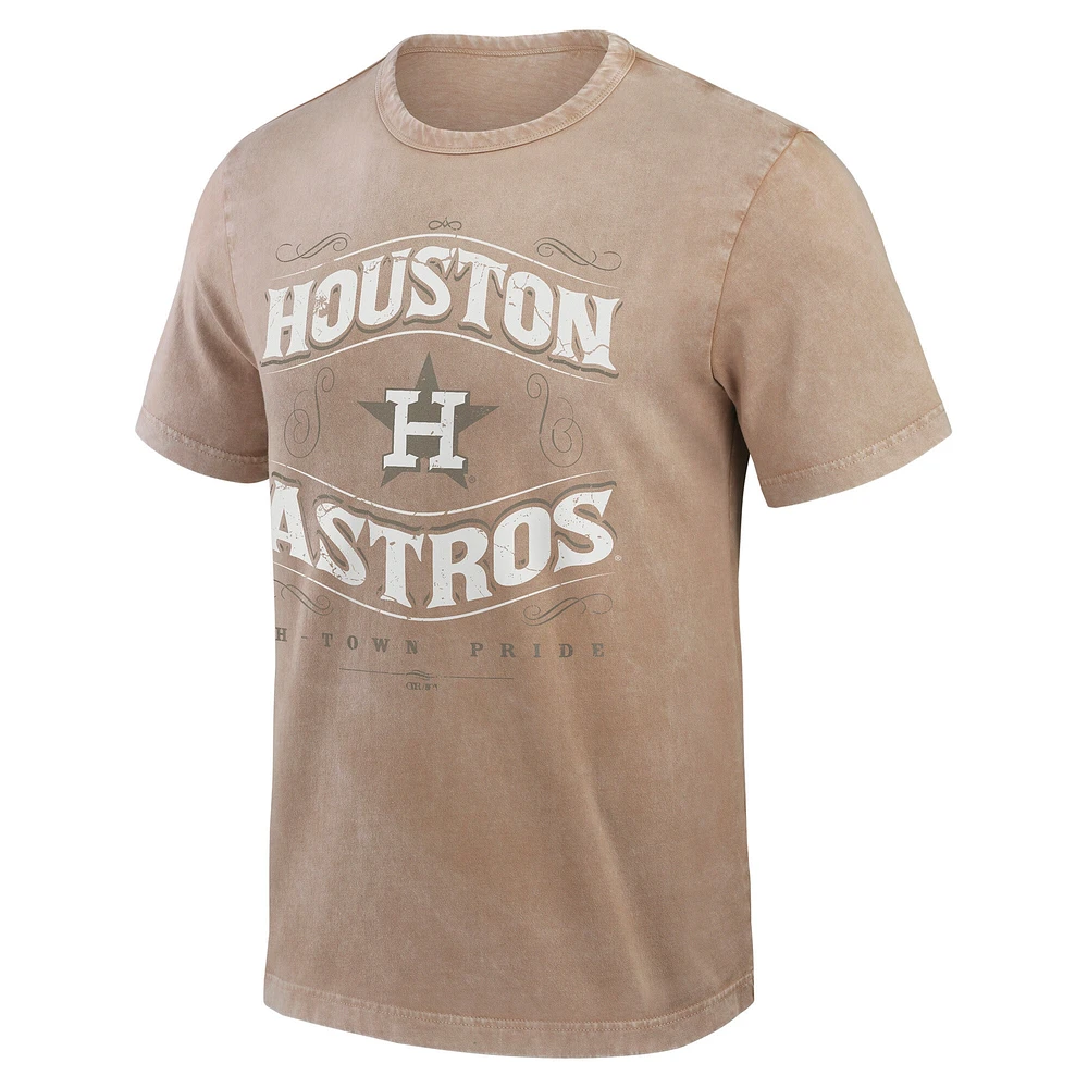 Men's Darius Rucker Collection by Fanatics Tan Houston Astros Sun Faded T-Shirt